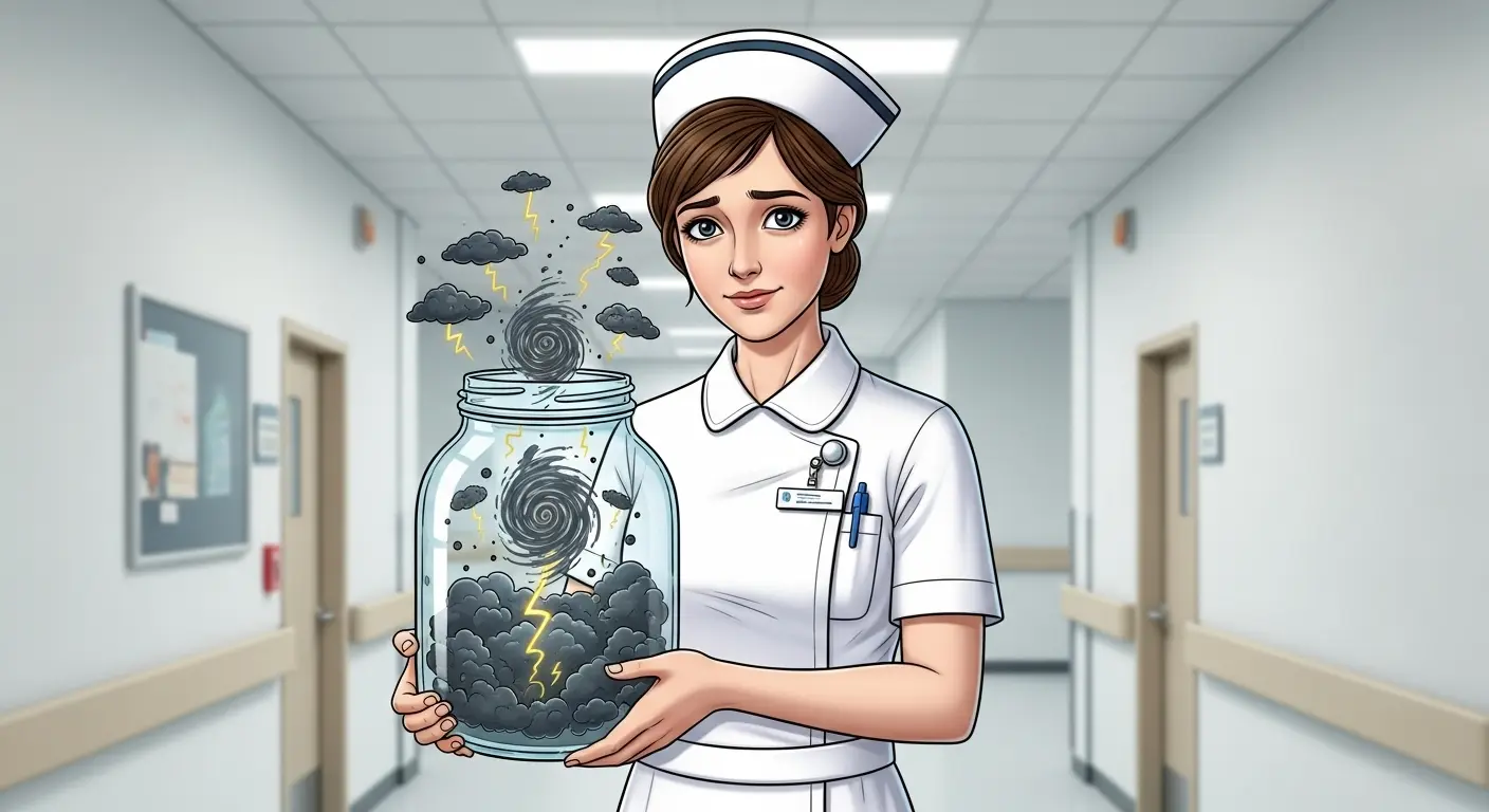 ストレスを溜め込む看護師のイラスト