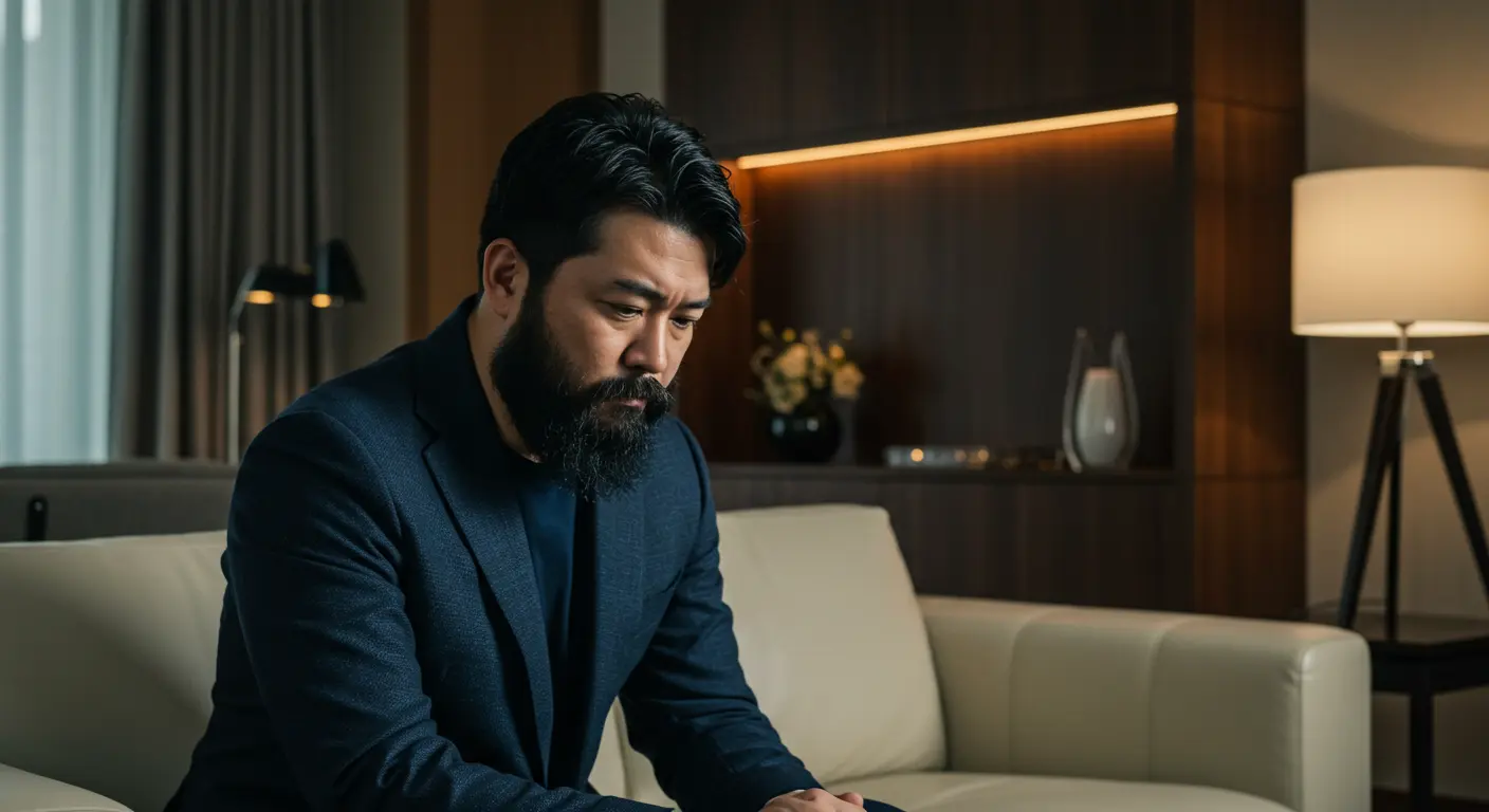 青髭が濃い男性の口元と、髭剃り後の清潔感ある肌のクローズアップ。メンズ肌悩みの解決を暗示する画像
