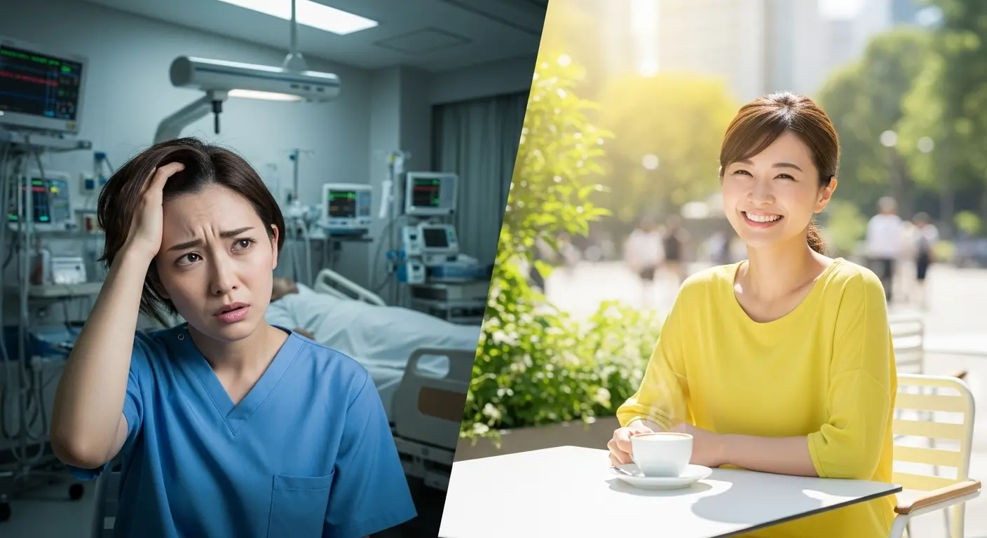 転職前後の看護師の変化。