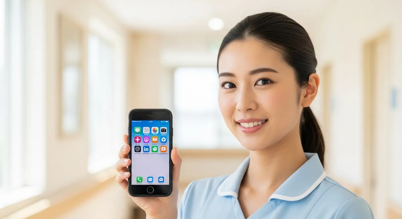 スマートフォンアプリで転職活動を成功させた看護師。